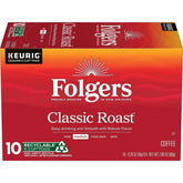 Folgers Classic Medium Roast Keurig K-Cup Coffee Pods - 10ct