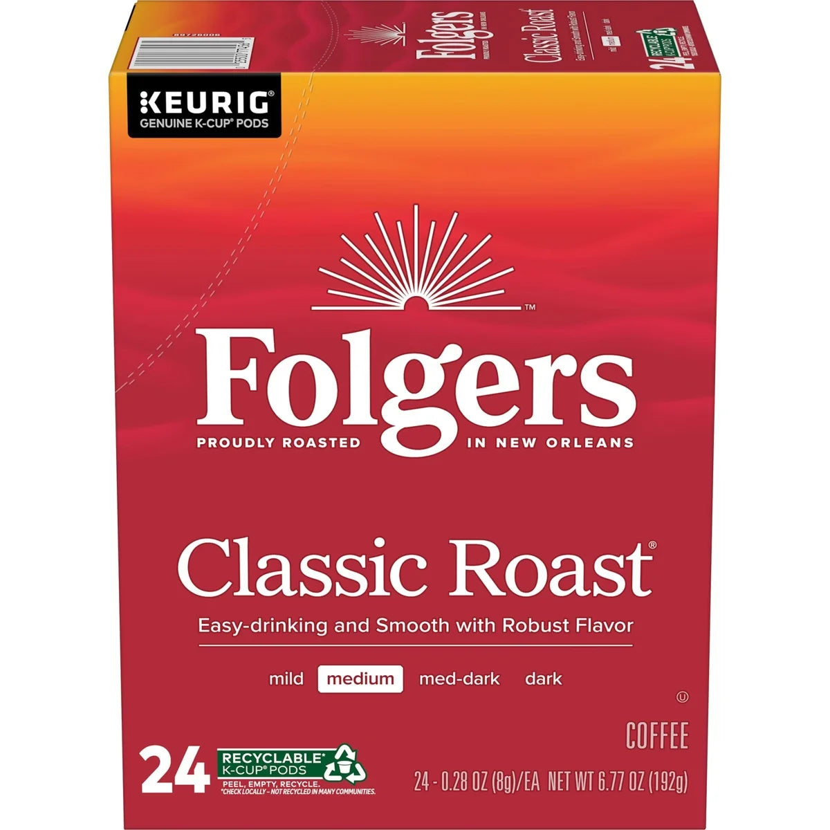 Folgers Classic Medium Roast Coffee Pods - Keurig K-Cup Pods