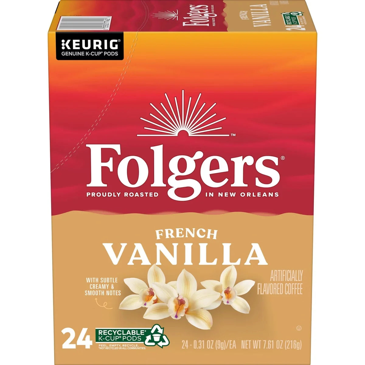 Folgers French Vanilla Mild Roast Coffee - Keurig K-Cup Pods - 24ct